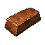 dark fantasy roguelite, single object centered, crude forged copper ingot with oxidized orange-brown surface and worn hammer marks, practical low-tier crafting material, asymmetrical cast shape, dirty metallic texture, feudal industrial aesthetic, subtle 