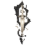 dark fantasy roguelite, single object centered, legendary final verdict sword with impossibly straight pale steel blade suspended between fractured black geometric frames, asymmetrical transcendent silhouette, celestial judgment motifs and cold pale gold 