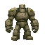ancient stone golem, eroded runes, moss patches, not a skull, not a skeleton, not a generic demon