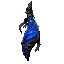 dark fantasy roguelite, single object centered, slender ritual vial filled with unstable deep blue liquid swirling upward unnaturally, asymmetrical aerodynamic silhouette, speed buff consumable, subtle motion streak glow inside the fluid, organic glass bo