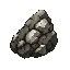 dark fantasy roguelite, single object centered, pale silver tin ore embedded in cracked stone, crude mining material, slightly reflective but dirty surface, weak cold metallic sheen, asymmetrical mineral cluster, worn and practical appearance, restrained 