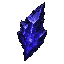 dark fantasy roguelite, single object centered, sharp crystal fragment with fractured translucent surface and deep indigo inner glow, asymmetrical jagged silhouette, mystical crafting shard, tactile mineral texture, rare occult material, subtle ritual geo