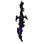 dark fantasy roguelite, single object centered, sinister shadow-forged dagger with black obsidian-steel blade and distorted purple cracks glowing faintly from within, asymmetrical predatory silhouette, epic cursed weapon, jagged guard with thorn motifs an