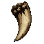 dark fantasy roguelite, single object centered, massive ogre tooth with cracked yellowed ivory texture and brutal worn edges, asymmetrical heavy silhouette, savage organic trophy, dried blood embedded near the root, tactile aged material, primitive monstr