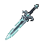 elven dagger - elegant enchanted elven dagger, slender glowing edge, ornate silver carvings, mystical aura, dark fantasy roguelike icon, centered, crisp silhouette.