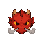 small red dragon head, short horns, smoke from nostrils, not a skull, not a skeleton, not a generic demon