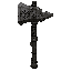 dark fantasy roguelite, single object centered, massive war hammer with asymmetrical steel head engraved by ritual markings and reinforced dark wood shaft, rare impact weapon, chipped edges and pale metal scratches from heavy combat, tactile aged steel an