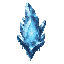 dark fantasy roguelite, single object centered, large glacial crystal with jagged translucent structure and frozen pale blue core, asymmetrical icy silhouette, rare elemental relic, frosted cracks emitting cold light, tactile crystalline texture, subtle m