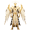 tall angelic watcher, bright halo ring, stern face, no cartoon devil, not a skull, not a skeleton, not a generic demon