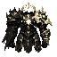 dark fantasy roguelite, single object centered, legendary threshold relic armor, massive asymmetrical bastion plate armor forged from black ritual steel and fractured pale gold light, celestial verdict motifs carved across layered brutalist plates, cold l
