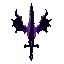 abyssal sword - dark fantasy soulslike icon of an abyss-forged sword, void-black metal, eerie purple cracks, oppressive aura, centered, high contrast, sharp silhouette