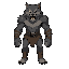 grey wolf head front view, open mouth fangs, ragged fur, not a skull, not a skeleton, not a generic demon