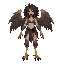 harpy woman monster, bird wings on shoulders, hooked beak, wild hair, not a skull, not a skeleton, not a generic demon
