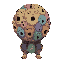 many fused faces in one round mass, chanting mouths, not a skull, not a skeleton, not a generic demon