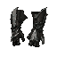 dark fantasy roguelite, single object centered, lightweight fingerless gauntlets crafted from dark leather and muted silver plates, asymmetrical swift silhouette, teal thread bindings and subtle claw-like shaping, common dexterity gear, tactile worn leath