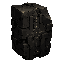 dark fantasy roguelite, single object centered, dense brutalist ore chunk made of dark iron and black stone, heavy rectangular silhouette with ritual fracture lines, reinforced mineral appearance, muted pale gold accents inside cracks, feudal-industrial a