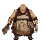 bloated butcher monk, cleaver, famine symbols on apron, not a skull, not a skeleton, not a generic demon