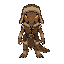 small brown kobold reptile face, snout, scale patches, trapper hood, not a skull, not a skeleton, not a generic demon