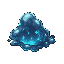 dark fantasy roguelite, single object centered, unstable blob of bluish slime with semi-transparent gelatinous texture and subtle internal particles, wet organic trophy, irregular asymmetrical puddle shape, eerie cold glow, slightly viscous appearance, co