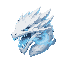 white ice serpent dragon head, frozen fangs, blue mist, not a skull, not a skeleton, not a generic demon