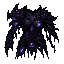 dark fantasy roguelite, single object centered, legendary abyssal skin armor made from stitched shadow flesh and black organic leather, asymmetrical predatory silhouette, deep indigo cracks emitting faint distorted purple glow, layered torn membranes rese