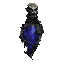 dark fantasy roguelite, single object centered, arcane tonic inside engraved organic glass vial, swirling deep indigo energy with faint pale runic sparks, asymmetrical mystical silhouette, magical buff consumable, ritual metal bindings and cracked wax sea