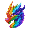 dragon head with rainbow crystal scales, arcane glow, not a skull, not a skeleton, not a generic demon