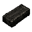 dark fantasy roguelite, single object centered, brutalist reinforced ingot forged from dense dark metal and black stone impurities, rectangular heavy silhouette with structural ritual engravings, oppressive industrial-feudal appearance, muted pale gold fr