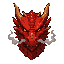 red dragon head, armored scales, golden eyes, smoke, not a skull, not a skeleton, not a generic demon