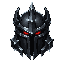 black death knight helmet, red eye slits, frost on metal, not a skull, not a skeleton, not a generic demon