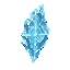 dark fantasy roguelite, single object centered, jagged ice crystal with pale blue translucent structure and frosted internal fractures, asymmetrical frozen silhouette, rare elemental crafting material, cold mystical glow, tactile crystalline texture, subt