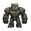stone golem square head, cracked rock plates, glowing eye slits, not a skull, not a skeleton, not a generic demon