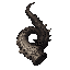 dark fantasy roguelite, single object centered, twisted chimera horn combining bone, dark keratin, and subtle scaled growths, asymmetrical spiral silhouette, rare monstrous trophy, cracked surface with faint ritual scorch marks, tactile aged material, pri