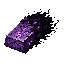 dark fantasy roguelite, single object centered, impossible occult ingot partially dissolving into shadow, distorted purple metal with black crystalline corruption, abstract ritual engravings resembling eyes and spirals, metaphysical forging material, eeri