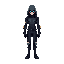 crie um personagem no estilo cyber gothic homem futurista com o fundo transparente