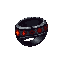 dark fantasy strength ring, thick iron ring with red glowing runes, worn and battle-scarred metal, subtle crimson aura, soulslike roguelike item icon, centered, high contrast, clear silhouette, transparent background, sharp pixels, no blur, no text