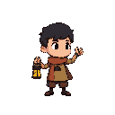 a simple character holding a small lantern, no facial reaction, looking on left side
