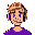 gamer man 30s, with headset, short light brown hair, receding hairline with a small quiff, visible forehead, purple and yellow vibrant gaming main colors, profile picture, icon, casual relaxed happy