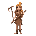 a cave woman with a pickax 