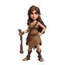 a cave woman with a pickax 