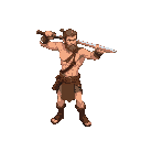 image of a shirtless barbarian swinging a sword