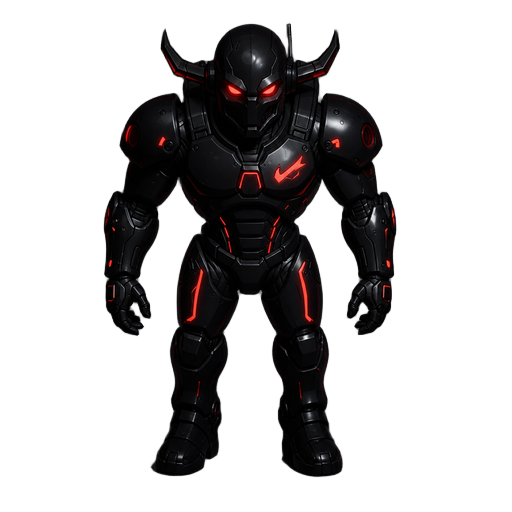 black evil cyborg endlevel boss for a cybershooter game in