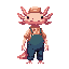create a pink farmer axolotl character