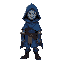 dnd rogue, blue fenneck with a poncho