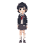 black short hair student, wearing school uniform, beautiful girl, full body, cute, a transparent background, a transparent background