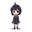 t pose, pixel art girl, uniform, short hair, black hair, anime, kawaii, full body, cute, chibi, super deformed, character sheet, animation, animation sheet, idle, front, 8bit, dot, dot art, pixel art,