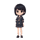 black short hair student, wearing school uniform, beautiful girl, full body, cute, a transparent background, a transparent background