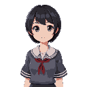 black short hair student, wearing school uniform, beautiful girl, upper body, cute, a transparent background, a transparent background