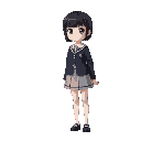 black short hair student, wearing school uniform, beautiful girl, upper body, cute, a transparent background, a transparent background