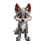 a cute wolf with red ears